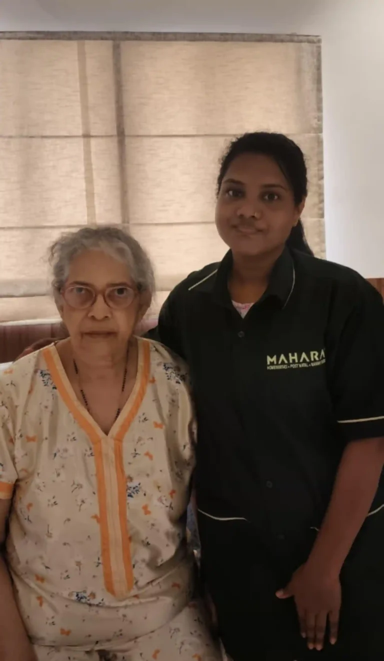 Elderly woman receiving home care support from Mahara caregiver