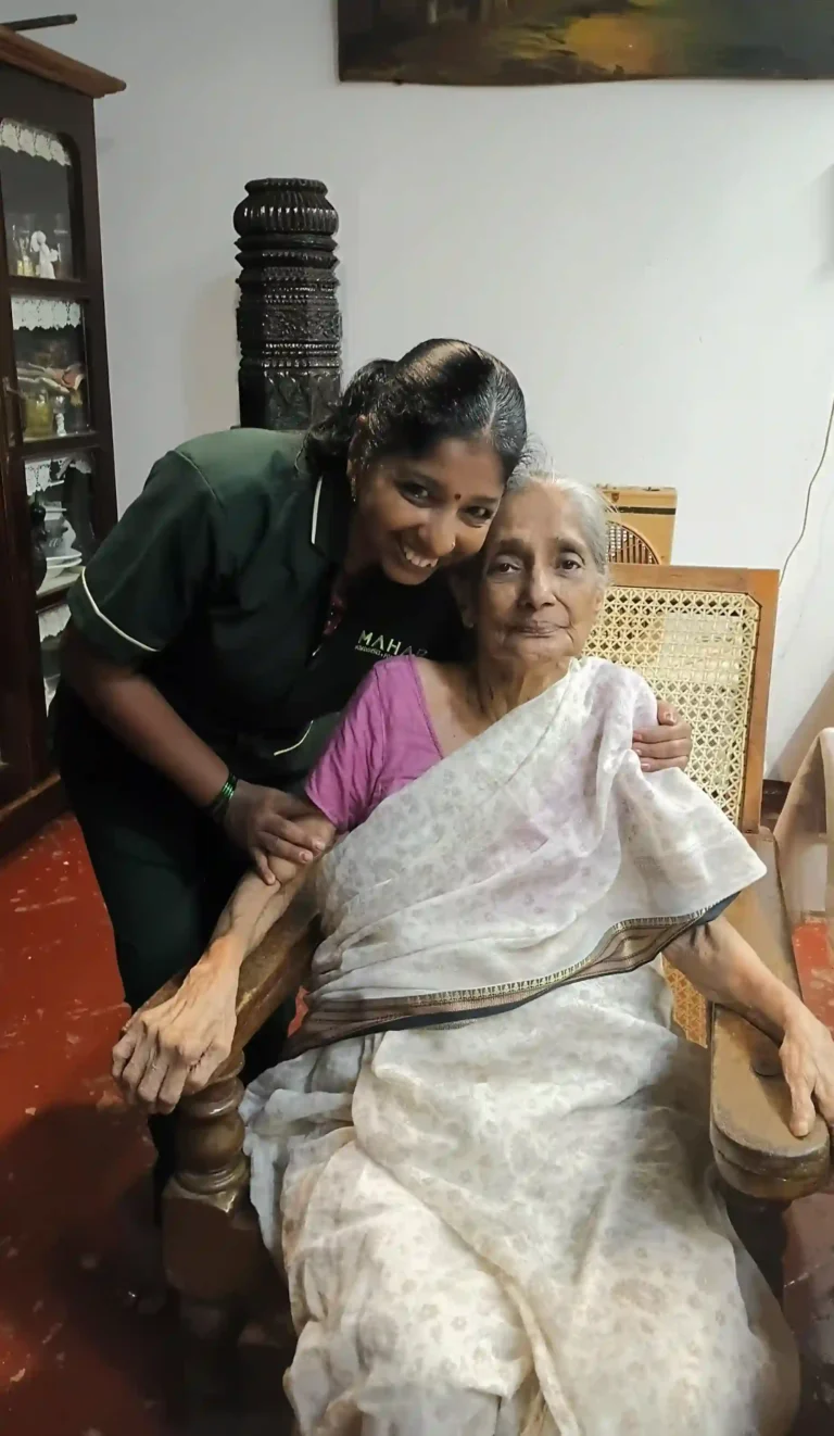 Mahara caregiver and happy elderly woman.